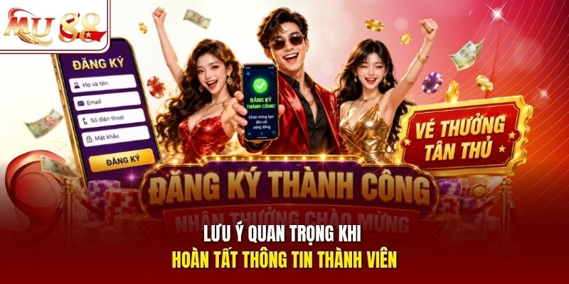 Lưu ý quan trọng khi hoàn tất thông tin thành viên
